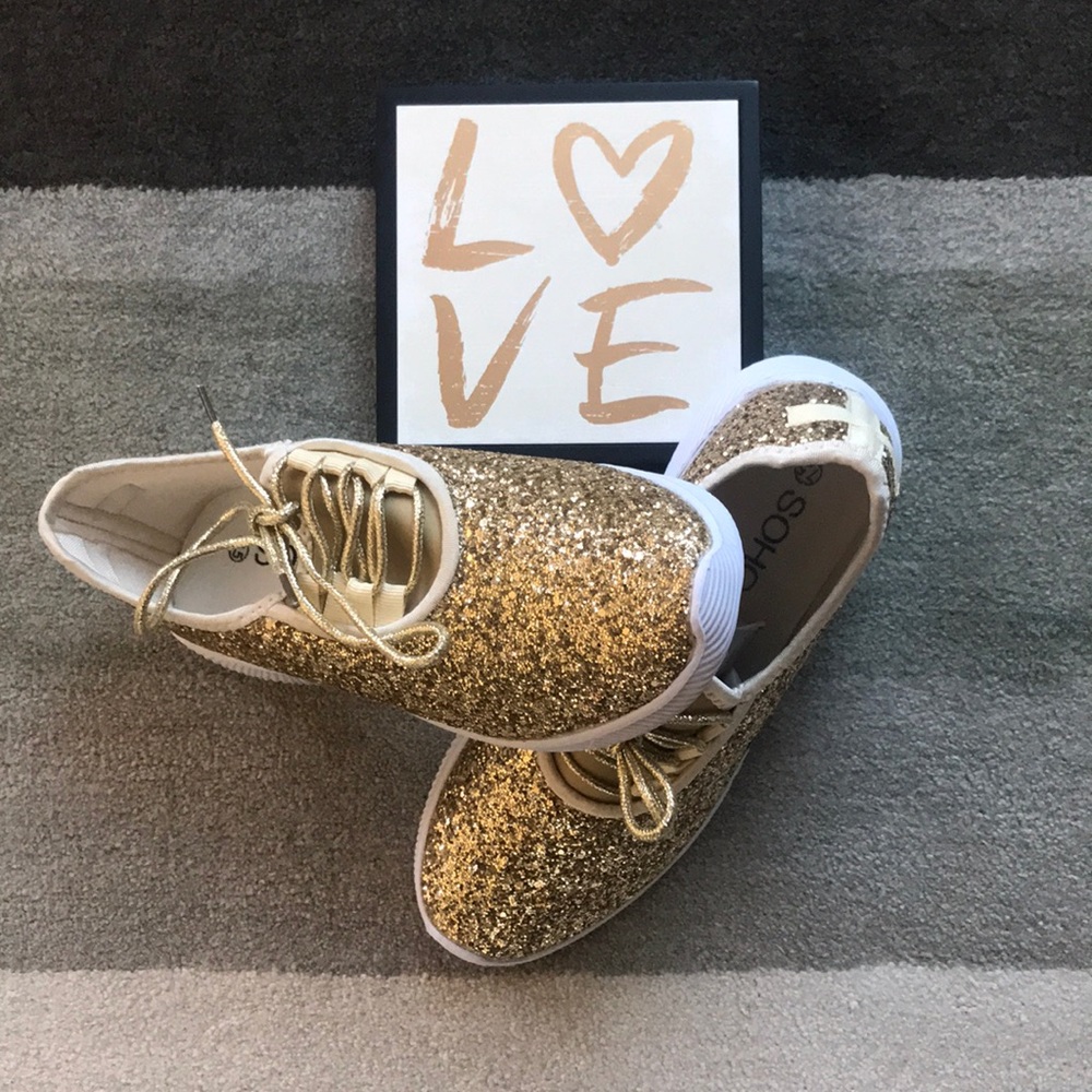 ⚡️clearance 1 left⚡️ Gold Glitter Fashion Sneakers - Picture 3 of 8